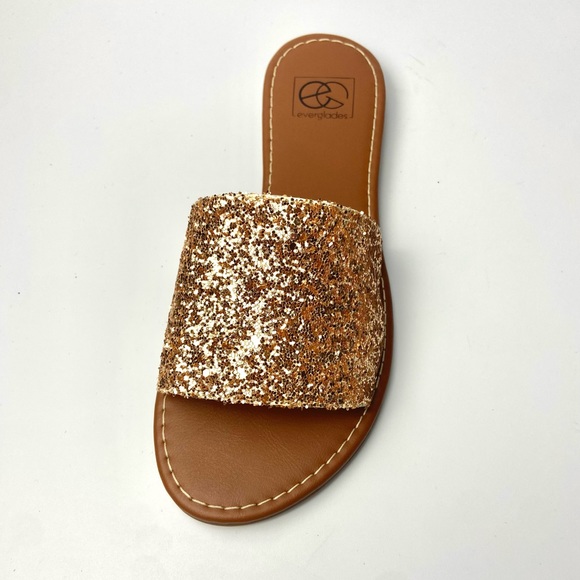 everglades Shoes Rose Gold Glitter Flip Flop Sandals Slides Poshmark